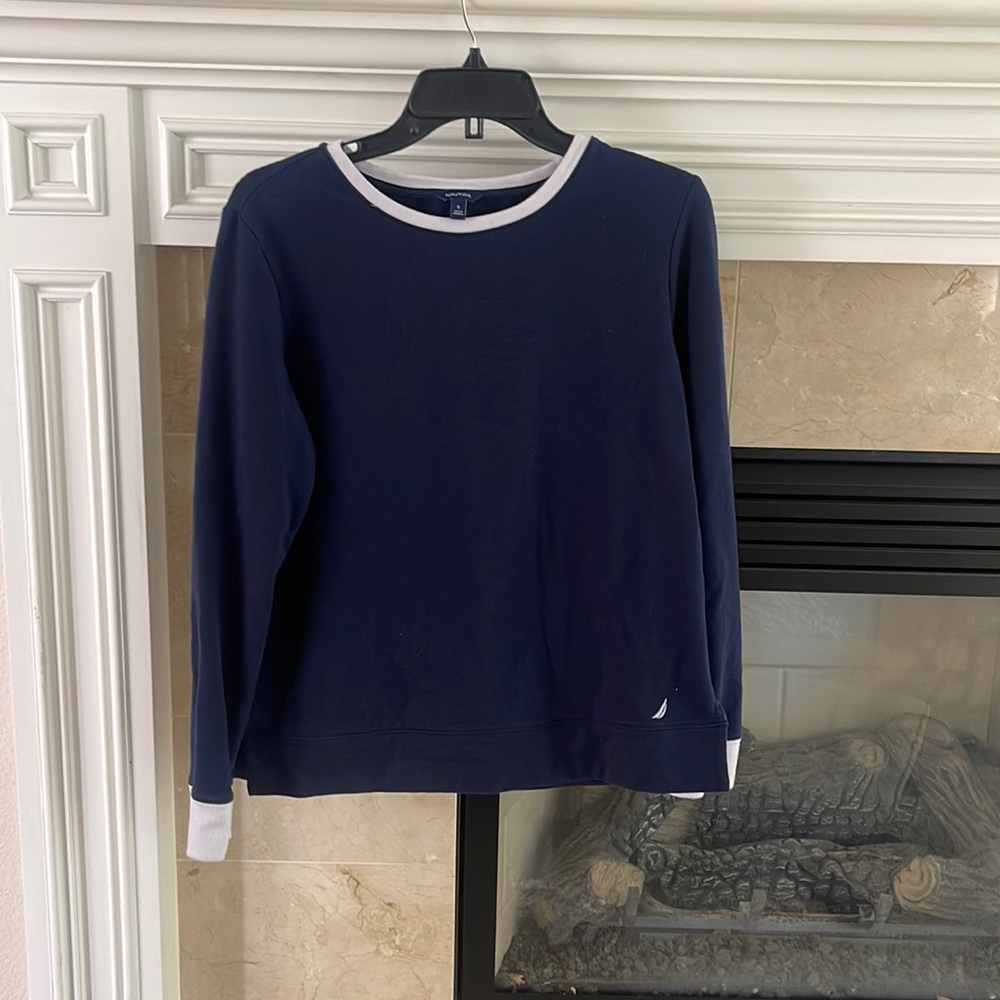 Navy blue long sleeve casual top